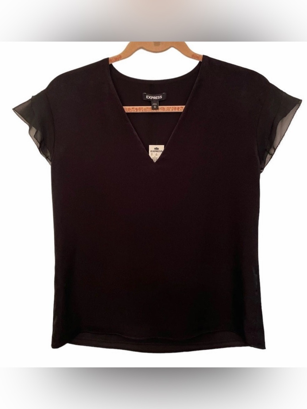 New With Tags Express V-Neck Flutter Cap Sleeve Blouse